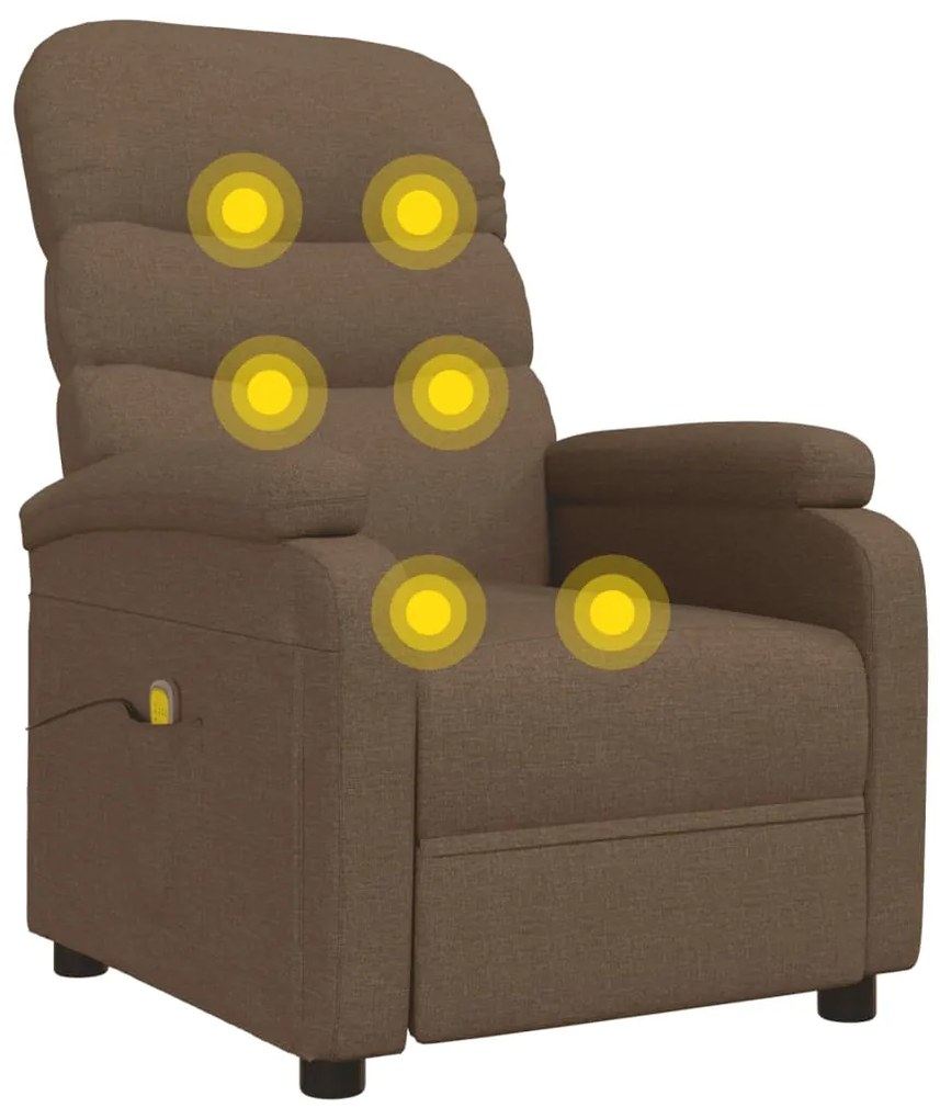 Poltrona de massagens reclinável tecido castanho