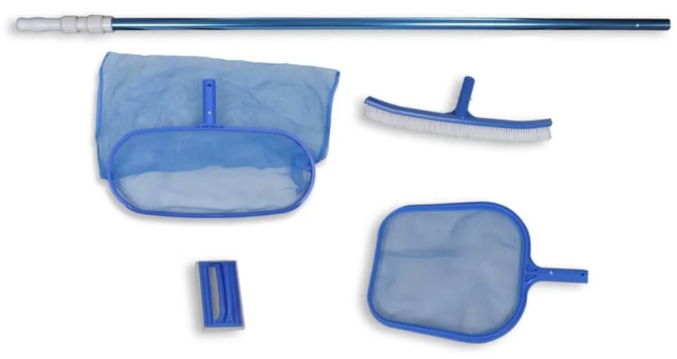 Kit limpeza de piscina, 1 escova,  2 apanha folhas, uma esponja e uma