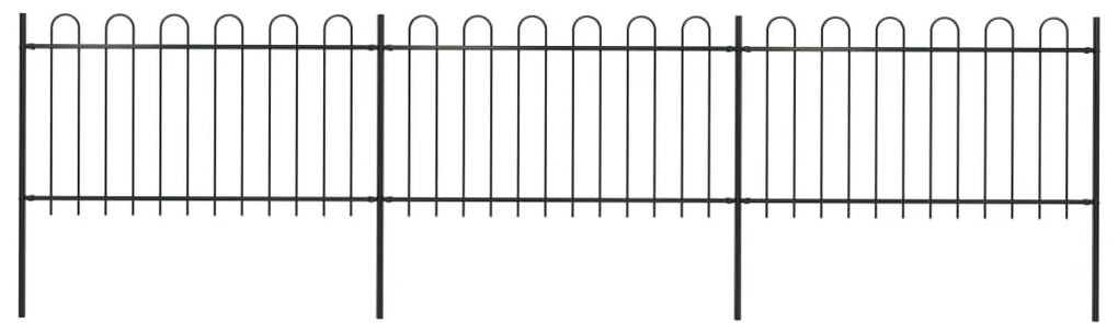vidaXL Cerca de jardim com topo em aros 5,1x1 m aço preto
