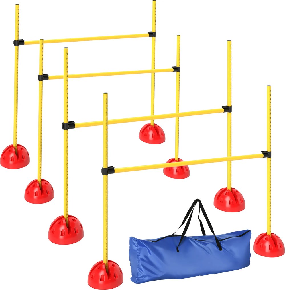 PawHut Kit de equipamento de agilidade para cães com 4 barreiras de salto ajustáveis em altura, bolsa de transporte, amarelo e laranja | Aosom Portugal
