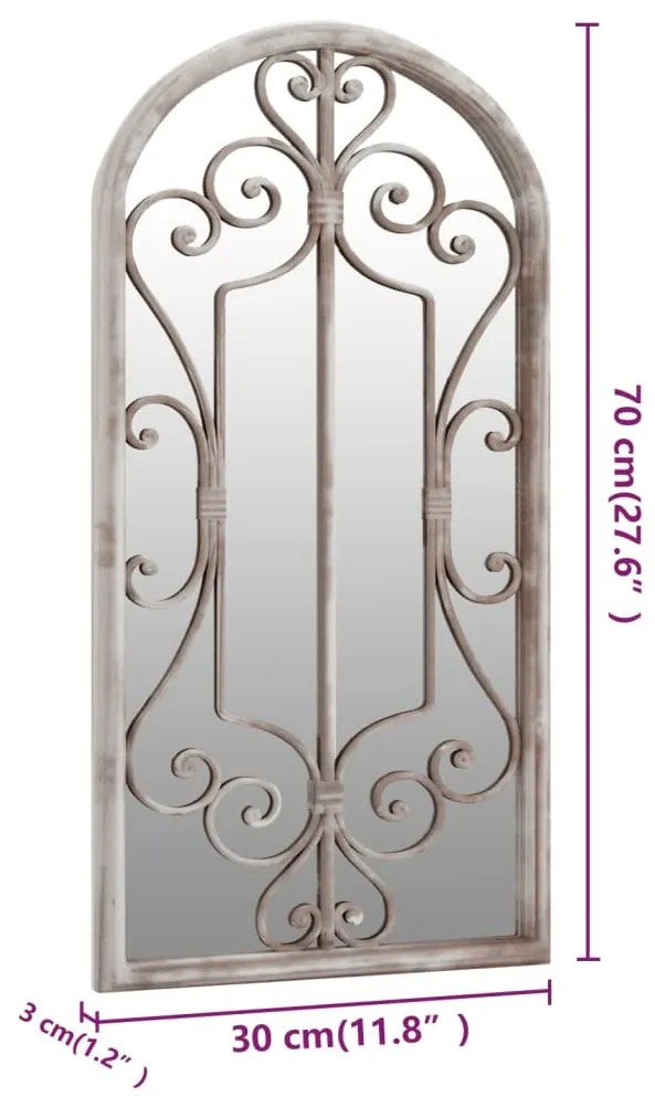 Espelho de jardim p/ uso exterior ferro 70x30 cm cor de areia
