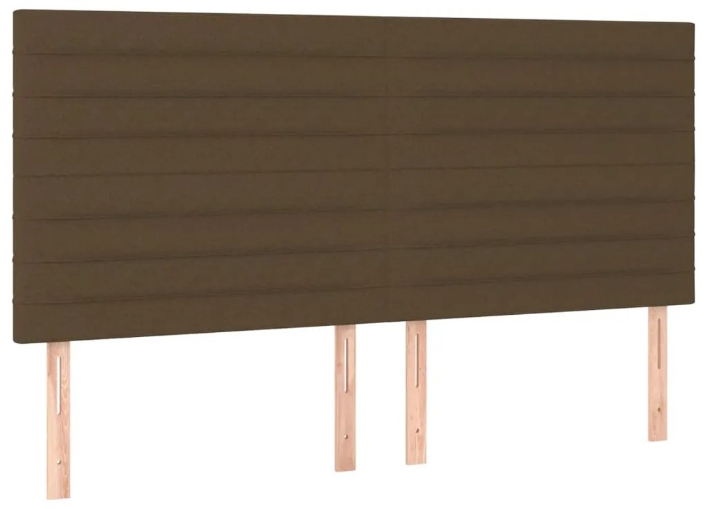 Cabeceira de cama c/ LED tecido 160x5x118/128 cm castanho