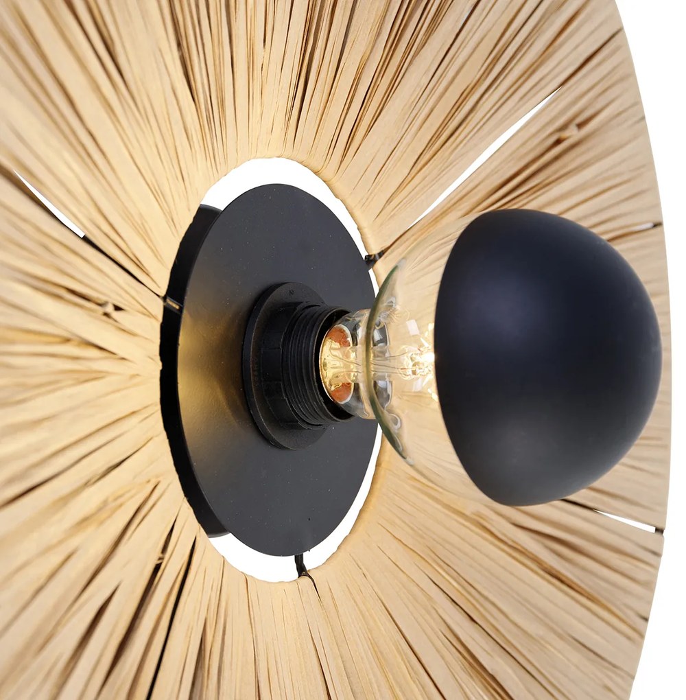 Candeeiro de parede rústico preto com corda 45 cm - Leia