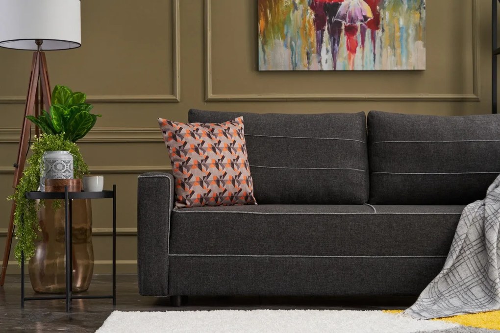Sofá-cama de 3 lugares Ece – Antracite – 215x88x90 cm