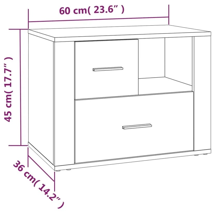 Mesa de cabeceira 60x36x45 cm derivados madeira cinza cimento