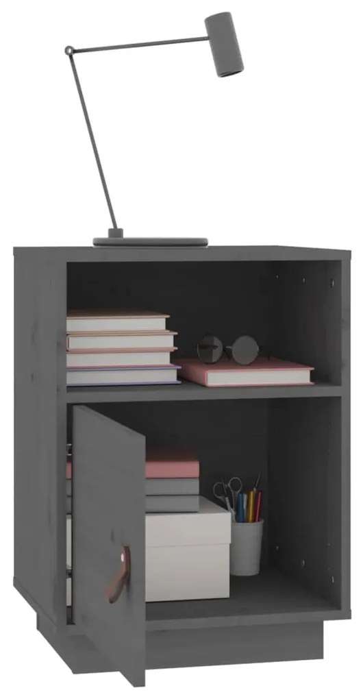Mesas de cabeceira 2 pcs 40x34x55 cm pinho maciço cinza
