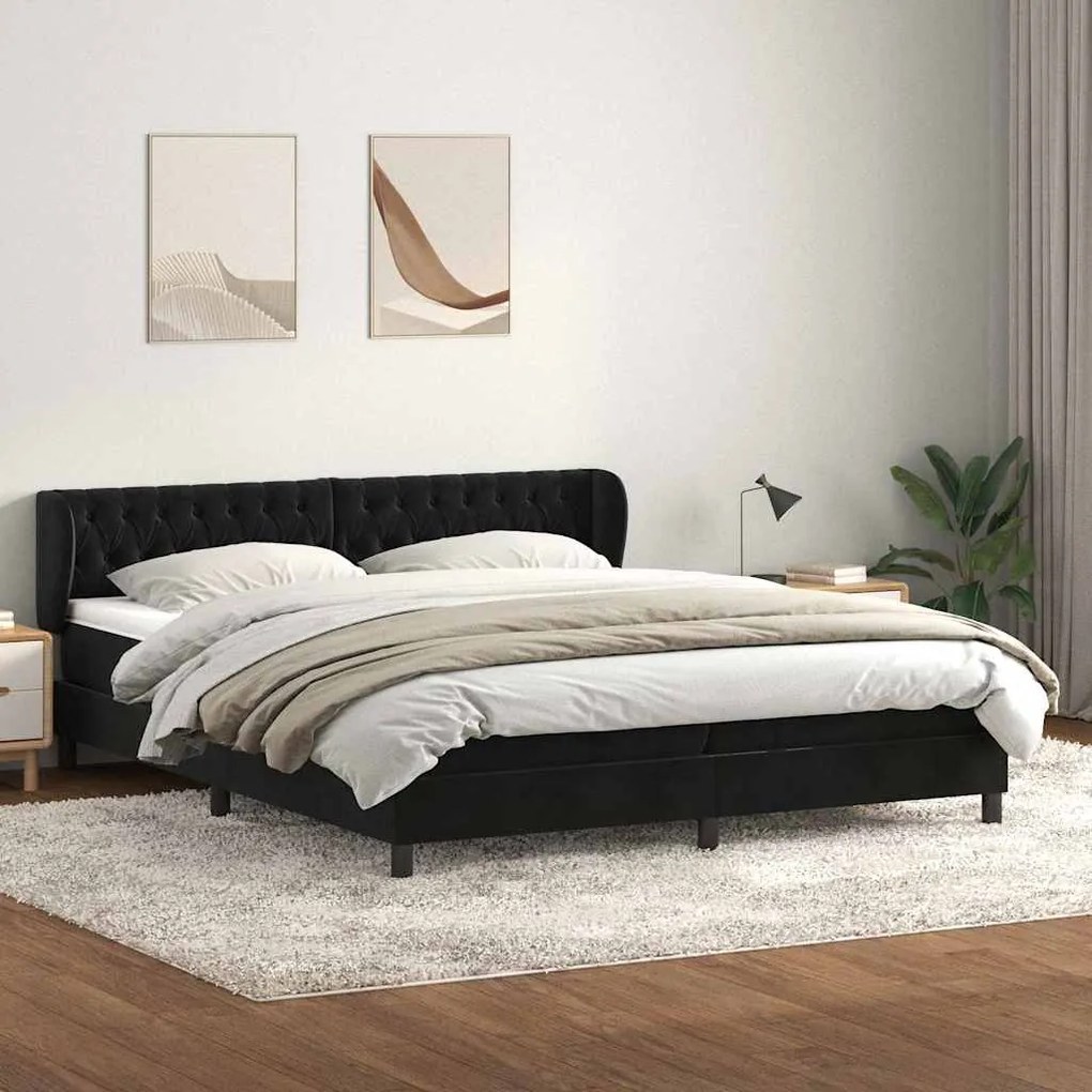 vidaXL Cama com molas/colchões 180x210 cm veludo preto