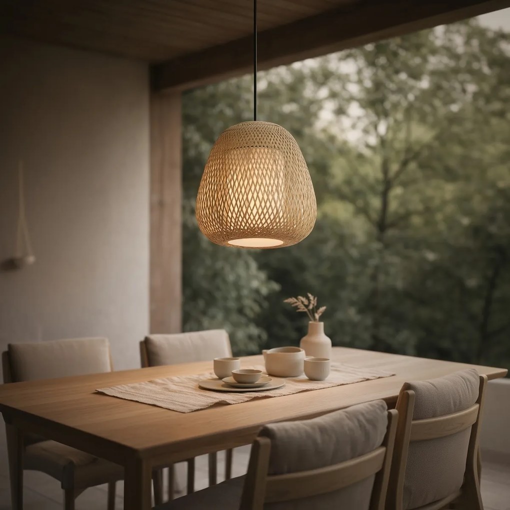 Candeeiro suspenso Japandi Bambu 30cm IP44 - Moana