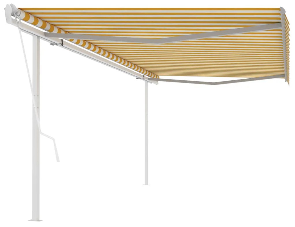 vidaXL Toldo retrátil automático com postes 5x3,5 m amarelo e branco