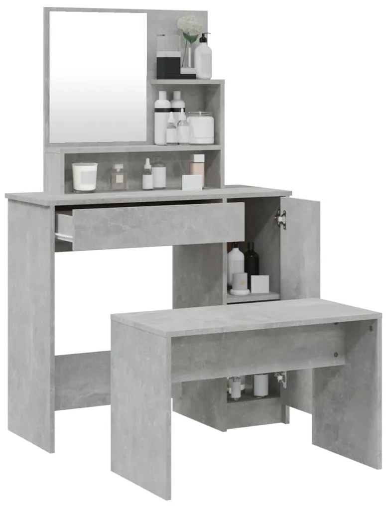 Conjunto toucador 86,5x35x136 cm cinzento cimento