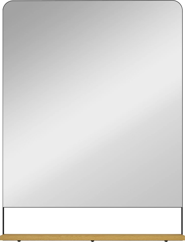 HOMCOM Espelho de parede 80 x 60 cm com prateleira em madeira, espelho retangular moderno com moldura em metal, preto | Aosom Portugal
