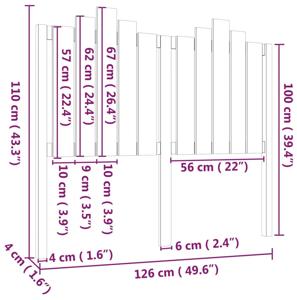 Cabeceira de cama 126x4x110 cm pinho maciço castanho mel