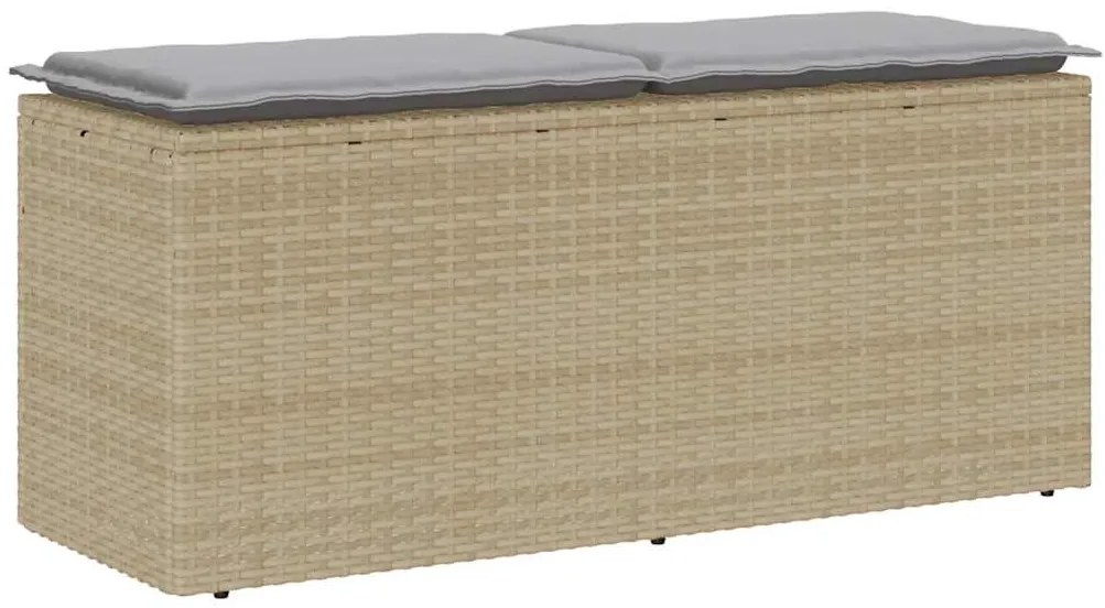 Banco de jardim com almofadão 110x40x44 cm vime PE bege