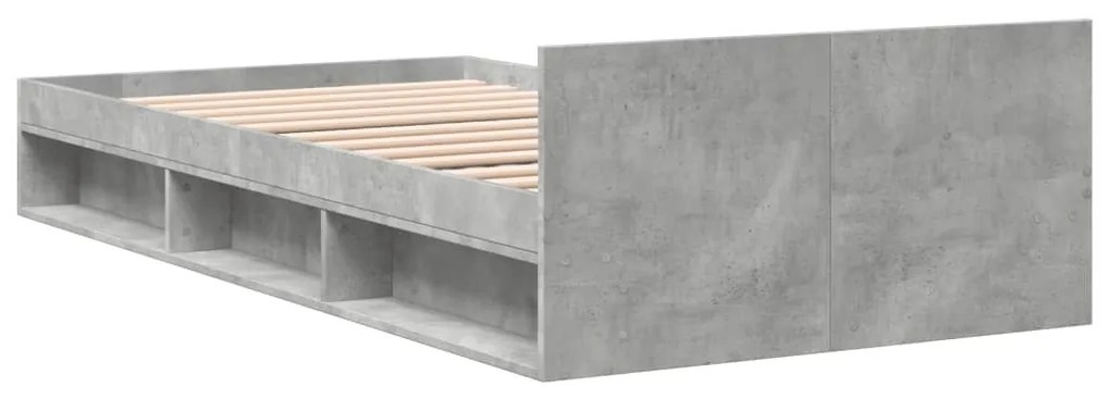 Estrutura de cama c/ gaveta derivados madeira cinzento cimento