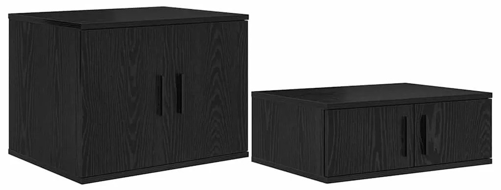 Cama de Armazenamento Preto Carvalho 75x190 cm