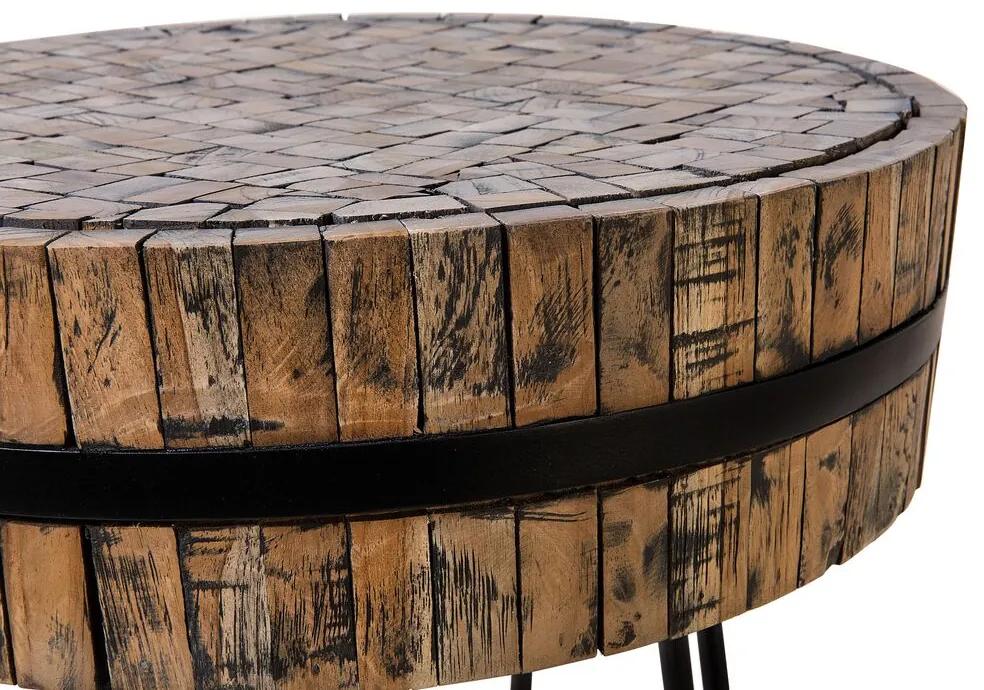 Mesa de centro redonda em madeira de teca TAKU Beliani