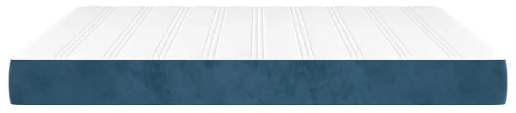 Colchão de molas ensacadas 160x210x20 cm veludo azul-escuro