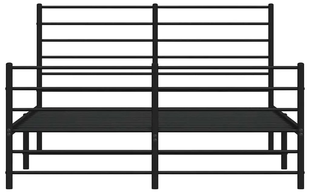 Estrutura de cama com cabeceira e pés 135x190 cm metal preto