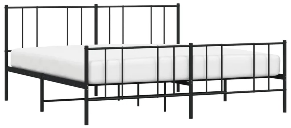 Estrutura de cama com cabeceira e pés 193x203 cm metal preto