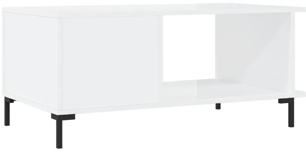 Mesa de centro 90x50x40 cm madeira processada branco brilhante
