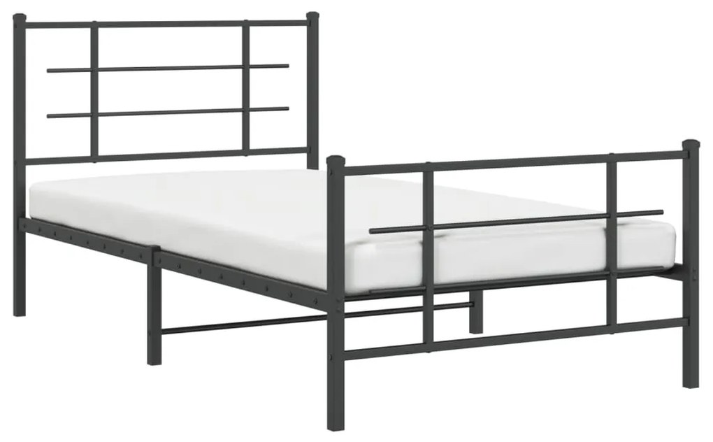 Estrutura de cama com cabeceira e pés 100x190 cm metal preto