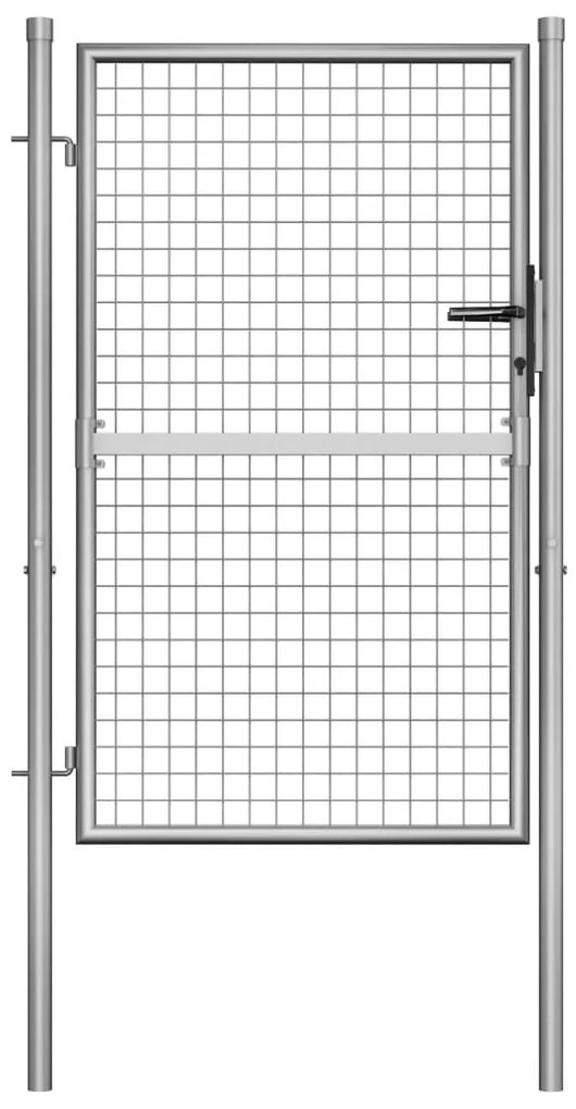 vidaXL Portão de jardim em aço galvanizado 105x175 cm prateado