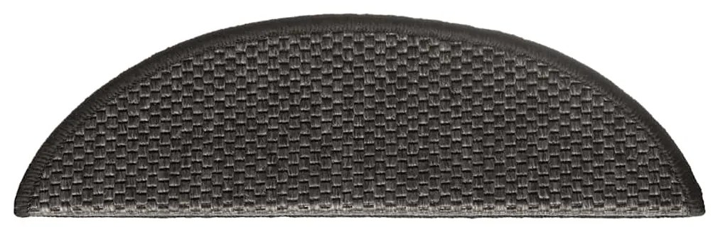 Tapetes escada adesivos aspeto sisal 15 pcs 56x17x3cm antracite