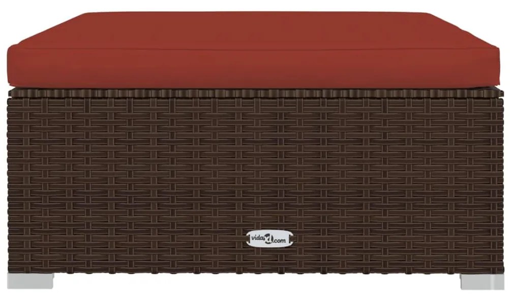 6 pcs conjunto lounge jardim c/ almofadões vime PE castanho
