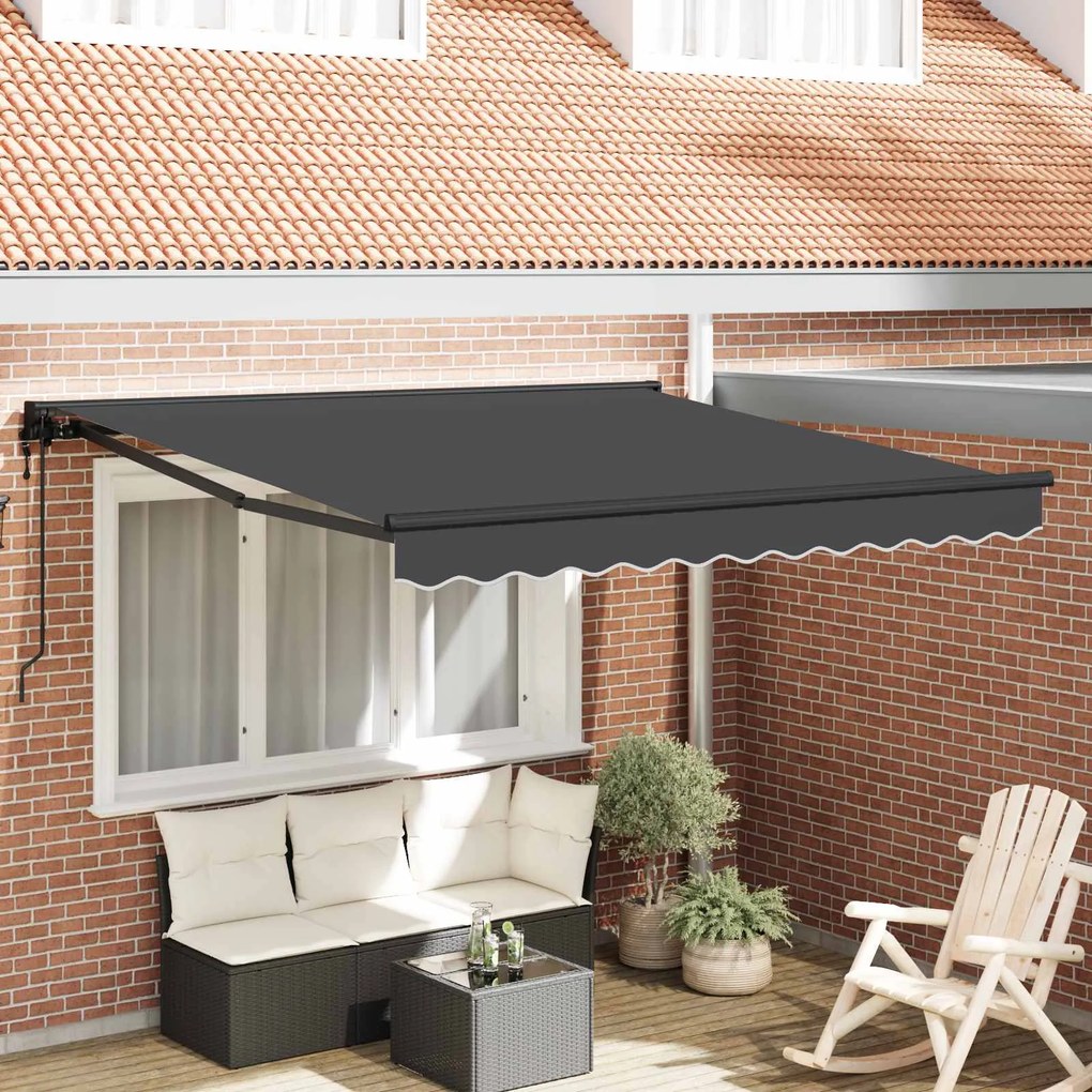 vidaXL Toldo Retrátil Antracite 350x250 cm tecido