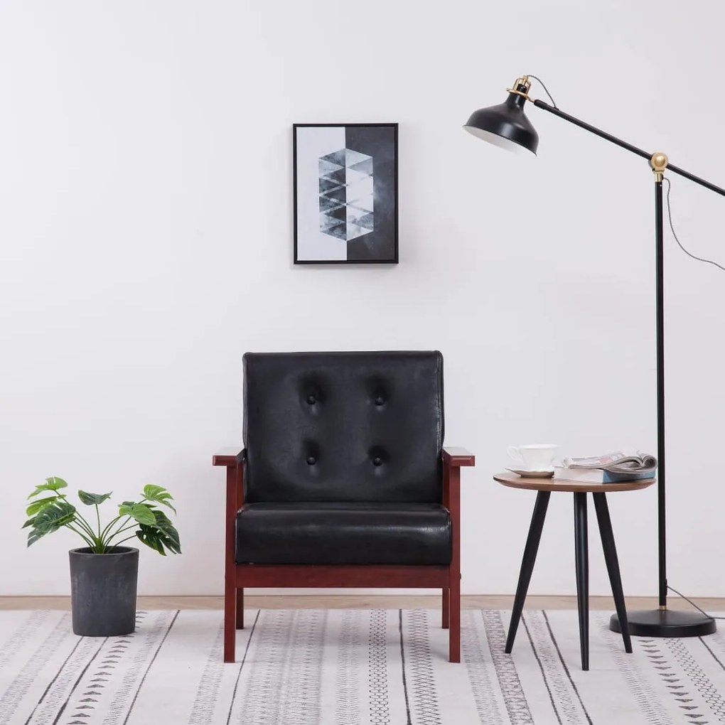 248641 vidaXL Poltrona em couro artificial preto