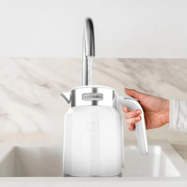 Jarro elétrico de água branca ThermoSense 600 Touch com capacidade de 1,7 litros, sem Bpa e 2200 W