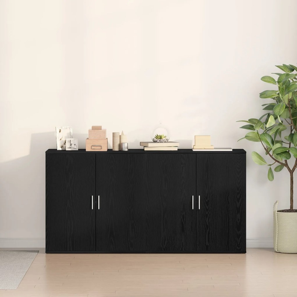 Buffets 2 pcs Carvalho Preto 79x38x80 cm Madeira de engenharia