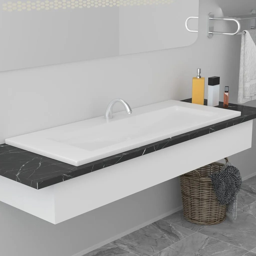 145064 vidaXL Lavatório embutido 101x39,5x18,5 cm cerâmica branco
