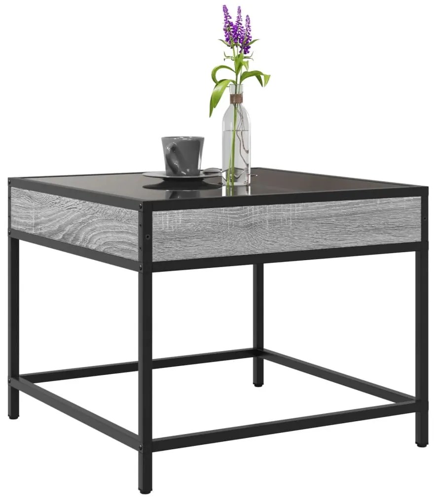Mesa de centro luzes LED Infinity 50x50x41 cm cinzento sonoma
