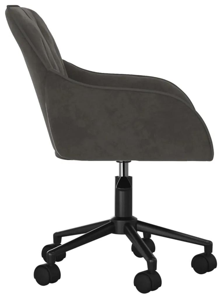 Cadeira de escritório giratória veludo cinzento-escuro