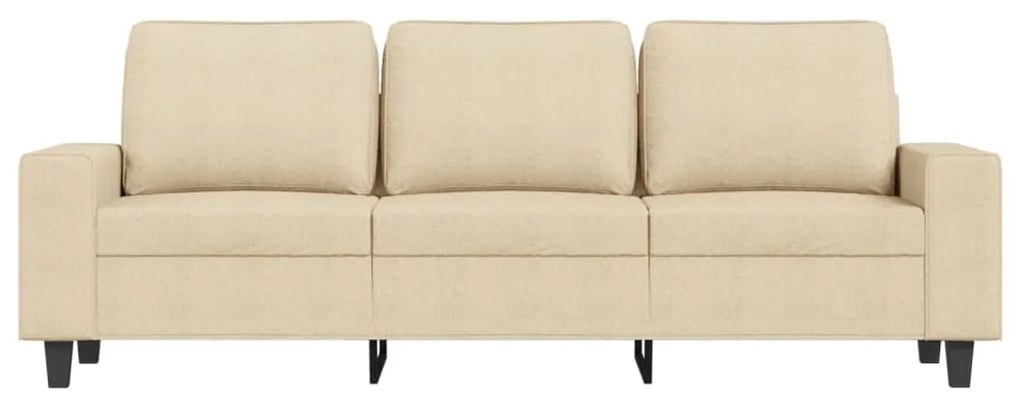 Sofá de 3 lugares com apoio de pés 180 cm tecido cor creme