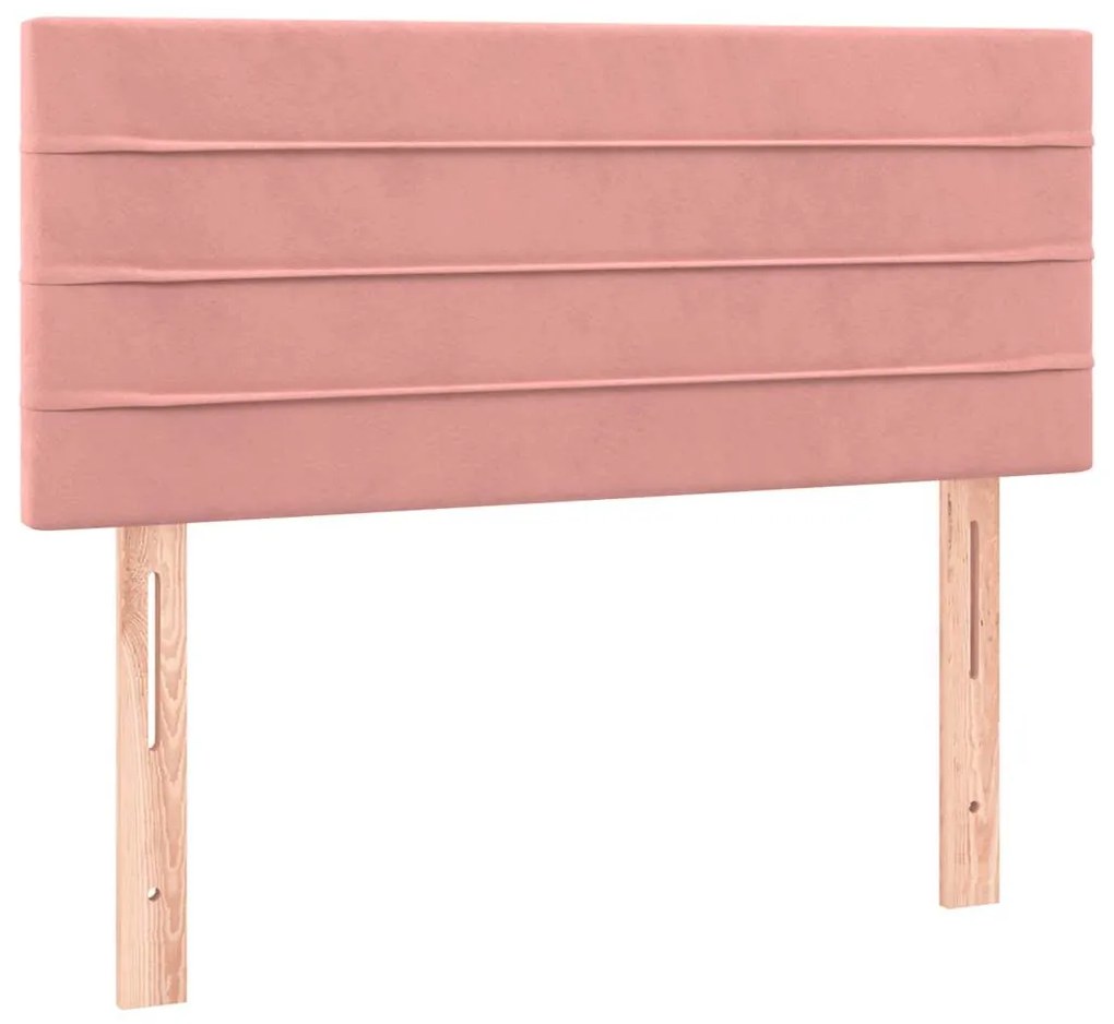 Cama box spring c/ colchão luzes e LED 120x190 cm veludo rosa