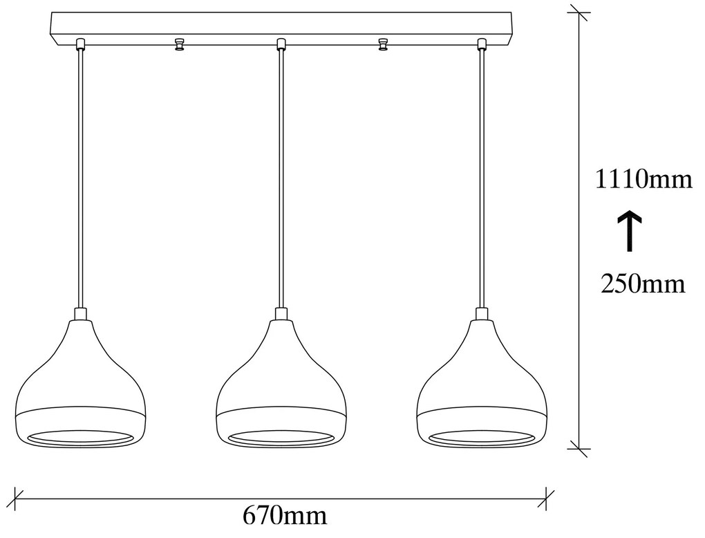 Candeeiro de Teto Yildo – Branco – Diâmetro 90 cm, Altura 25-111 cm