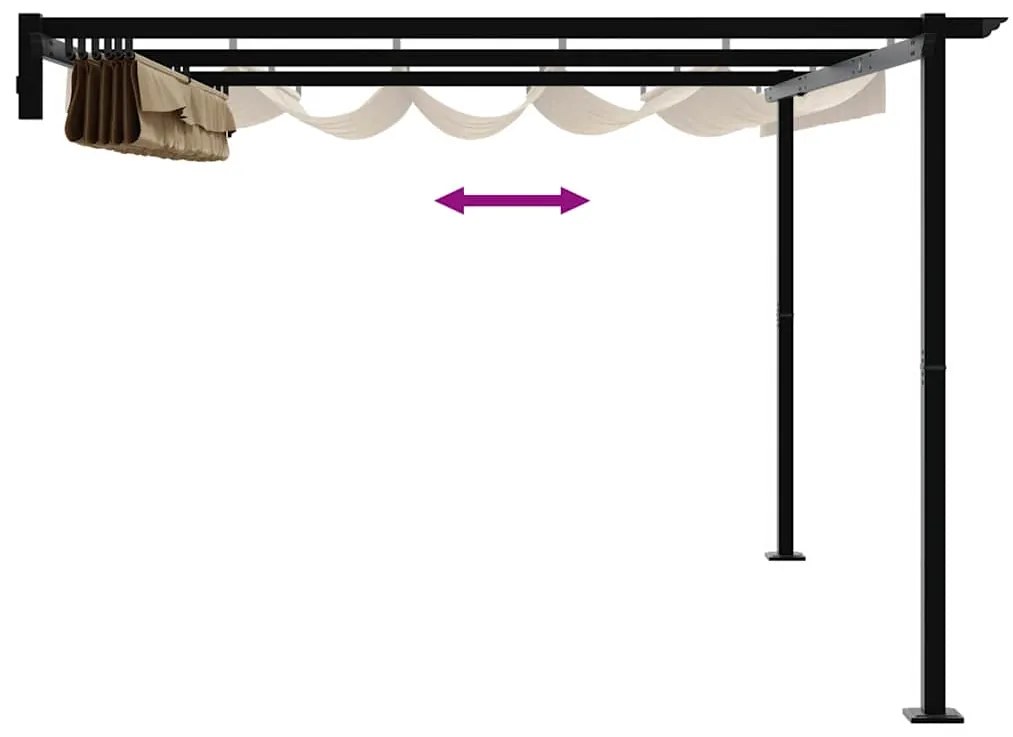 Gazebo Montado na Parede Cinzento-acastanhado 3 x 4 m Aço