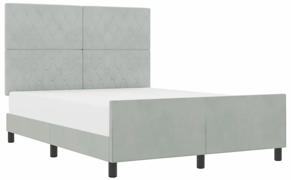 Cama vidaXL Cinza Claro 160x200 cm Veludo