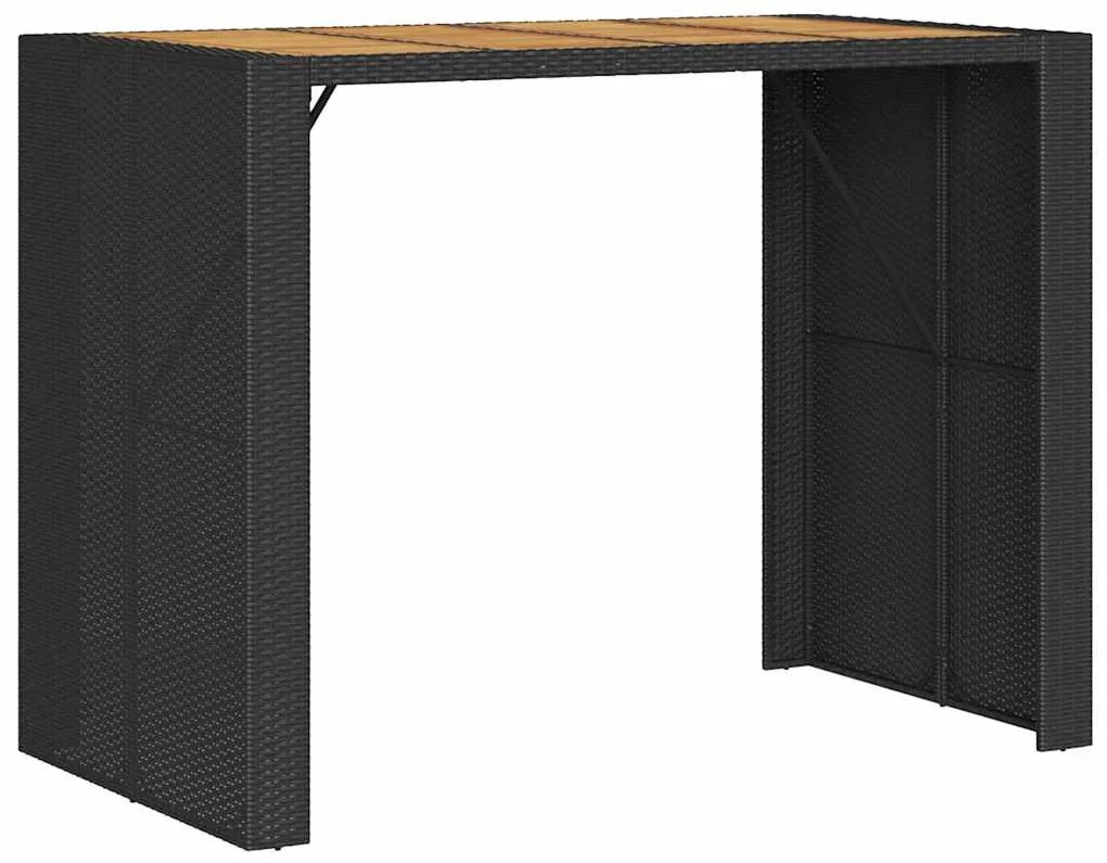 5 pcs conj. de bar jardim sem almofadões vime PE/acácia preto