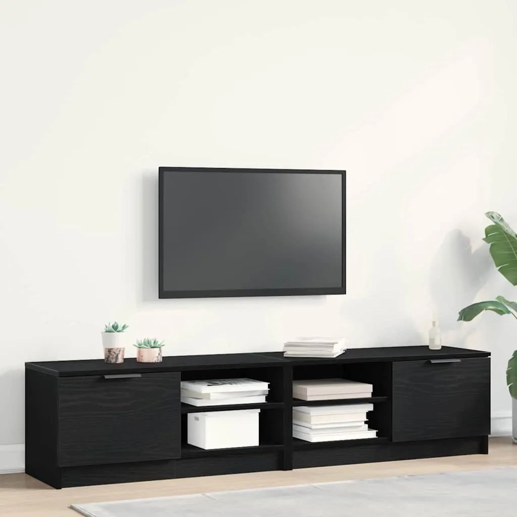 vidaXL Gabinete para TV 2 pcs Carvalho Preto 80 x 35 x 36,5 cm