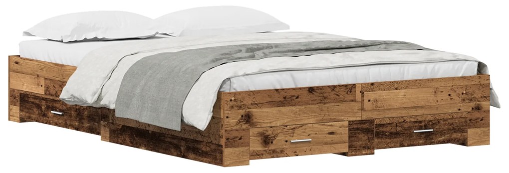 Cama com Gavetas Madeira Antiga Madeira Compensada 160 x 200 cm