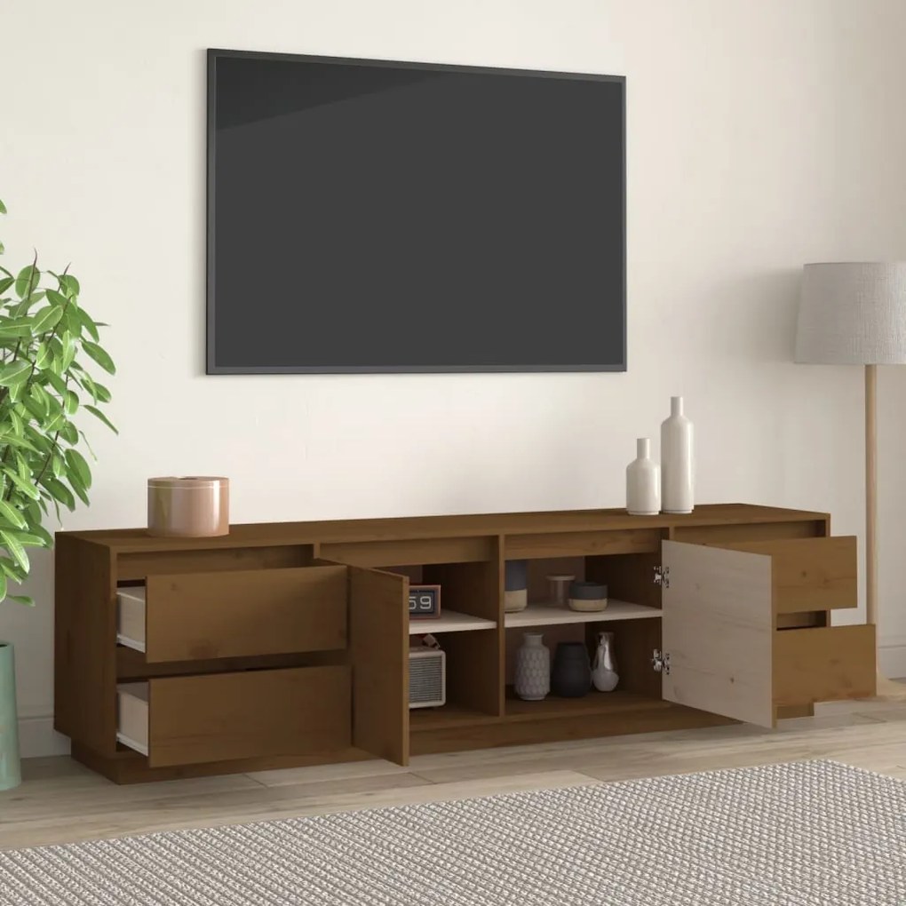 Móvel de TV 176x37x47,5 cm madeira de pinho maciça castanho mel