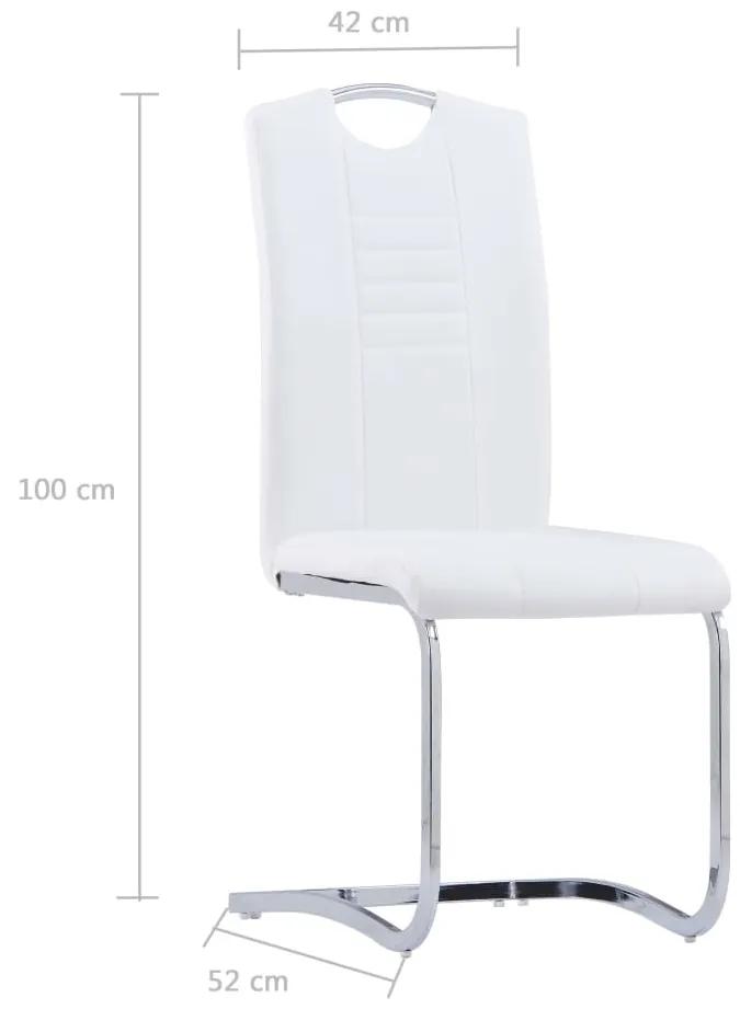 Cadeiras de jantar cantilever 4 pcs couro artificial branco