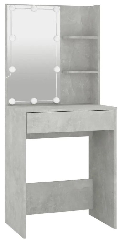 Toucador com LEDs 60x40x140 cm cinzento cimento
