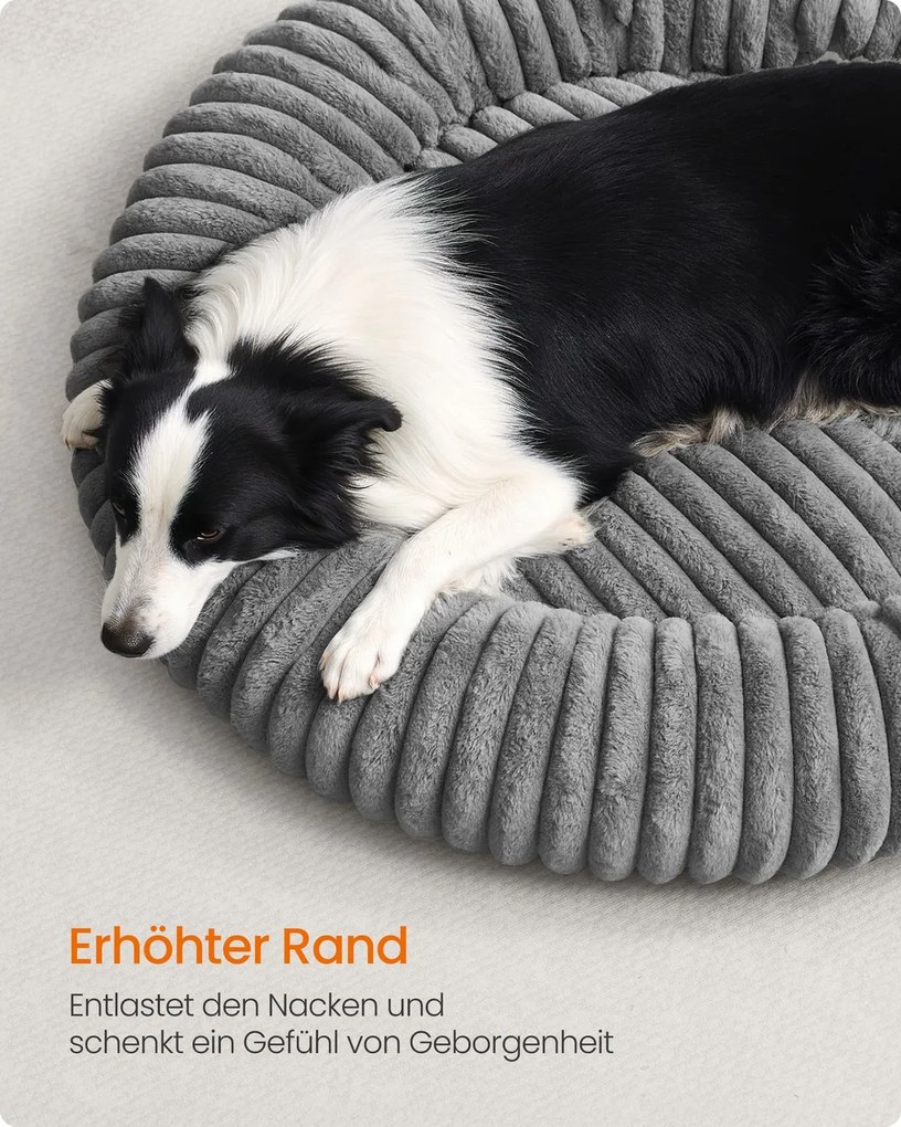 Cama para cães com 100 cm de diâmetro, lavável, cinzenta