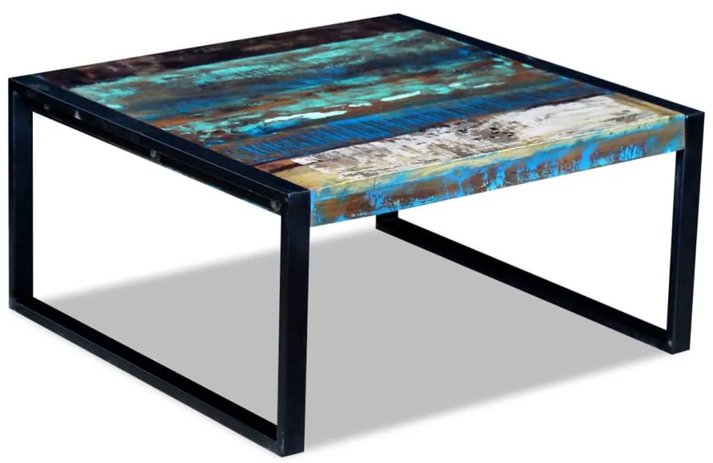 Mesa de centro 80x80x40 cm madeira reciclada maciça