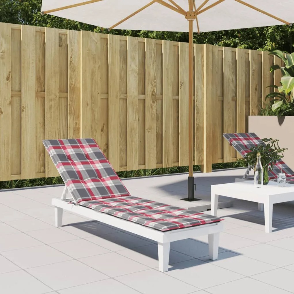 vidaXL Almofadão cadeira de terraço (75+105)x50x4 cm xadrez vermelho