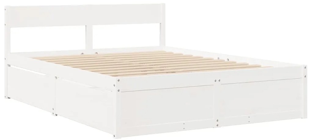 Cama sem colchão 160x200 cm madeira de pinho maciça branco